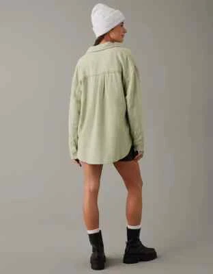 American Eagle Women's Oversized Fleece & Love Shacket, Dried Sage Medium NWT - Image 1 of 4