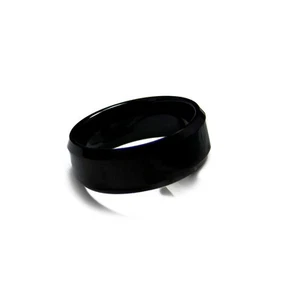 9mm Men's Jewelry Black Tungsten Carbide Beveled Ring - Picture 1 of 3