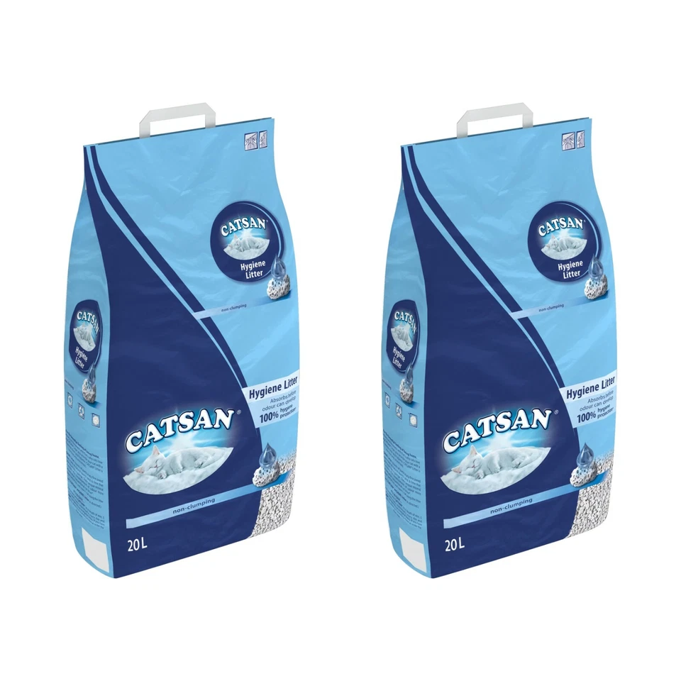 2 X 20L Catsan Cat Litter Lightweight Extra Absorbent Low Dust Odour Protection