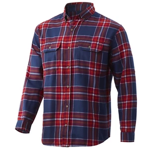 HUK Maverick Fishing Flannel Long Sleeve Shirt H1500104-603-S Blood Red Maverick - Picture 1 of 2