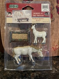 Figurine Lemax Cavalli al Trogolo 12517 2001 Set di 3 Vacanze Natale - Foto 1 di 6