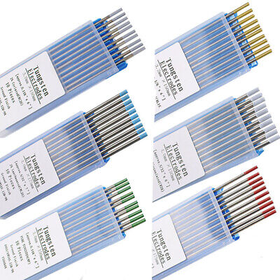 TIG Welding Tungsten Electrodes Blue/Gold/Green/Grey/Red/White 1.6mm/2.4mm 10pcs • 13.59£
