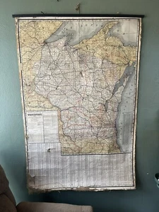 Mapa oficial del ferrocarril de Wisconsin 1916 lino antiguo - Imagen 1 de 4