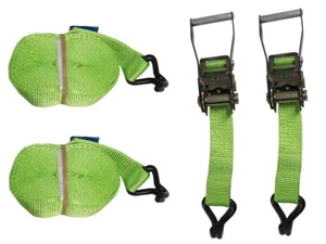 Tie Down Cargo Ratchet Straps X2 (5T 50MM 8M Recovery Lashing Claw Hook Hi Vis) - Picture 1 of 4