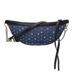 Jimmy Choo Star Studded Denim Shoulder Bag Crossbody Blue Unused G2121 - Picture 1 of 10