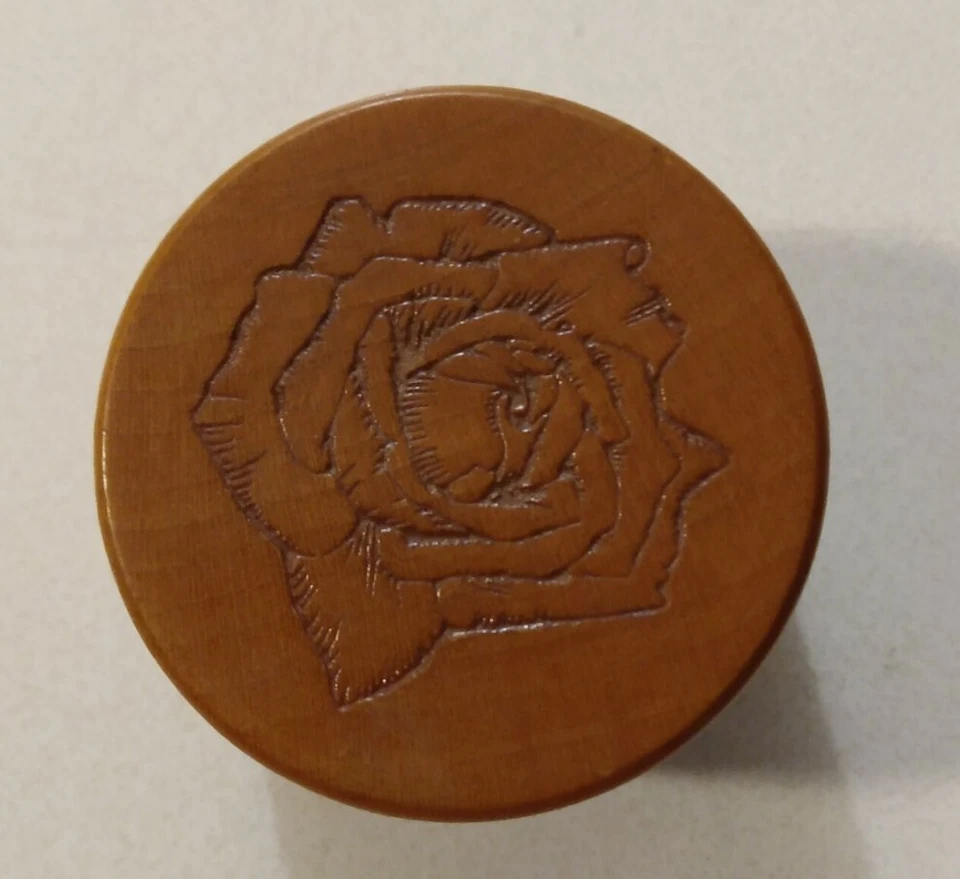 Vintage Rose Themed Wood Storage Container, 2.25"x1.5", Used. - Image 1 of 4