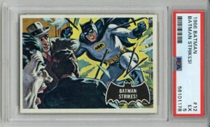 1966 TOPPS BATMAN #12 BATMAN STRIKES! PSA 5 AUSGEZEICHNETE NIEDRIGE BEVÖLKERUNG SELTEN - Bild 1 von 2