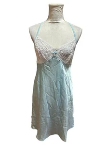 Y2k Sheer Lace Babydoll Nightdress Adjustable Straps Bow Sateen Size M Sexy - Picture 1 of 11