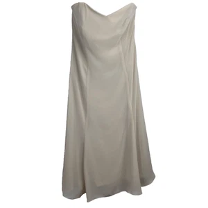 NWT Dessy Collection Strapless Dress 14 Tea Length Nude Palomino Prom Wedding - Picture 1 of 8