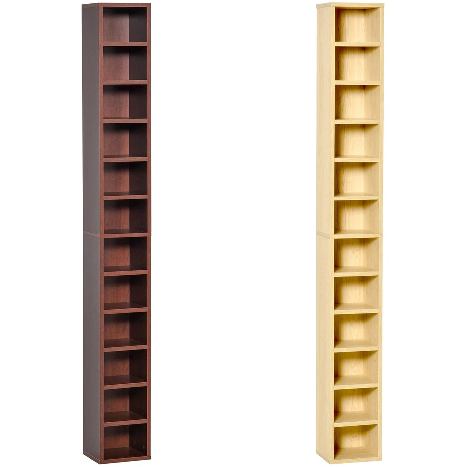 HOMCOM Mobile Porta CD da Parete in Legno con 12 Mensole 21x20x175cm - Immagine 1 di 1