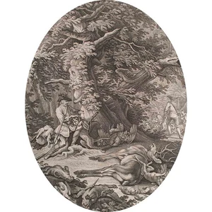 Johann Elias Ridinger Vier Jahreszeiten des Jägers signiert Kupferstich 18 Jhd - Picture 1 of 4