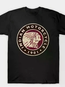 Retro Indian Motorcycle Headdress Logo T-Shirt Black Vintage Biker Tee 1901 - Picture 1 of 37