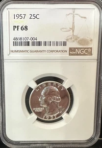 1957 Proof Washington Quarter certified PF 68 by NGC! - Picture 1 of 2