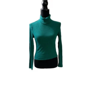 Shein Top Damen Gr. M grün Rollkragen langarm # 293 - Bild 1 von 5