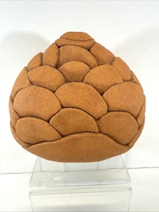 Einzigartige Terrakotta Kunstkeramik ovale geschichtete gewellte rote Tonvase signiert selten! - Bild 1 von 15