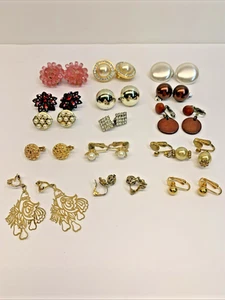 Vintage Lot of 15 Clip on Earrings - Picture 1 of 19