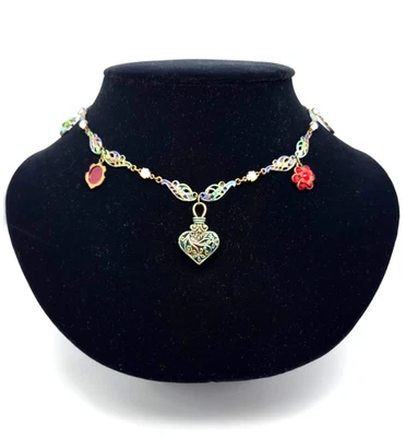 Michal Negrin Choker Necklace With Colorful Crystals Flowers #8# - Image 1 of 4