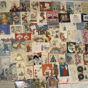 Antique & Vintage Christmas & Holiday Greeting Cards Lot of 81 GREAT GRAPHICS - Picture 1 of 10
