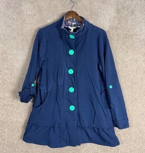 Matilda Jane Million Little Things Jacket Womens Large Navy Lightweight Ruffled - Picture 1 of 11