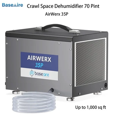 BaseAire 70Pint CrawlSpace Dehumidifier GLGR Industrial Commercial Basement - Image 1 of 4