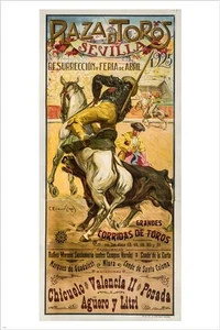 Vintage 1925 Spanish Poster 12x18 Corridas de Toros Spanish Bullfighting  - Bild 1 von 1