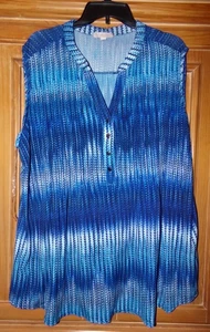 DB DRESSBARN WOMENS SIZE 3X BLUE V-NECK JERSEY KNIT SLEEVELESS TUNIC TANK TOP - Picture 1 of 2