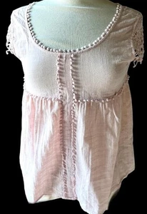 Top vintage Y2K Abercrombie Fitch ~ XS rosa BABYDOLL FAIRY COQUETTE pizzo cappuccio manica - Foto 1 di 8