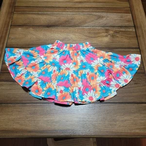 Bright Flowers Above-Knee Skirt w/ Elastic Waist - Size Medium - Picture 1 of 4