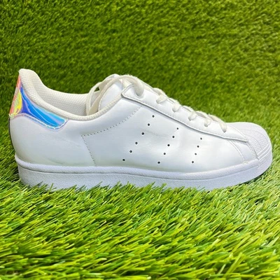 Adidas Superstar Blanco Iridiscente Niños Talla 5Y Zapatos Atléticos de Cuero Tenis Foto 1 de 4