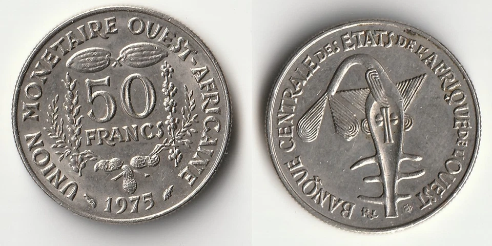 Moneda de 50 francos de los Estados de África Occidental 1975 Foto 1 de 1
