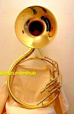 SOUSAPHONE 16" TAMAÑO CAMPANA PULIDO DORADO HECHO DE LATÓN PURO + CAJA + ENVÍO GRATUITO Foto 1 de 4