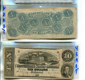 1863 $10 RICHMOND CONFEDERATE CURRENCY NOTE XF 4898T - Picture 1 of 1