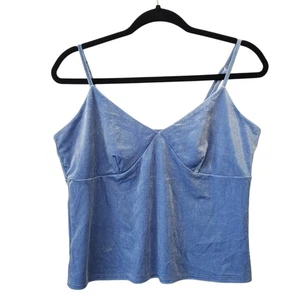 Y2K Crushed Velvet Light Blue Cropped Camisole Top Large Wild Fable Sexy - Picture 1 of 9