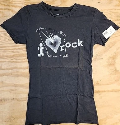 Sugar & Rox I Love Rock Black Graphic T-shirt Girls Medium - Image 1 of 4