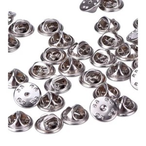 50x Chrom Pin Verschluss Verschlüsse Butterfly Clips für Anstecker Badge - Bild 1 von 7