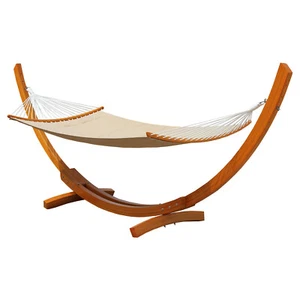 anndora® Luxus Hängematte Gartenliege Schaukelliege mit Holzgestell in Natural - Bild 1 von 7