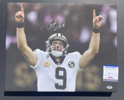 Drew Brees Signed Autographed 16x20 Canvas New Orleans Saints Psa Dna Coa - Image 1 of 4
