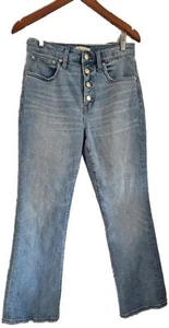 Madewell Cali Demi-Boot Ladies Light Wash Denim Jean Button Fly  - Picture 1 of 8