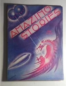 AMAZING STORIES PULP JUNE 1933 JOHN RUSSELL FEARN ART DECO SPACE DRAGON COVER - Picture 1 of 6