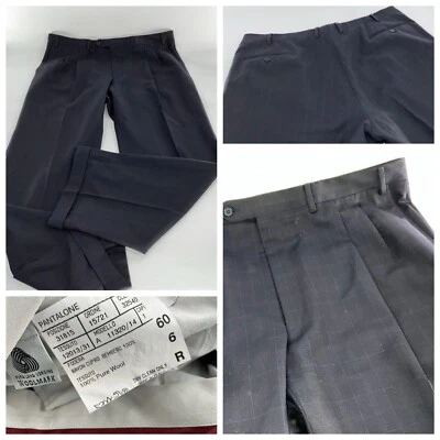 Pantalones de vestir Canali para hombre 40x31 gris azul a rayas lana frente plano Italia YGI E4-8 Foto 1 de 4