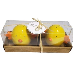 Ceramic Bird Chick Salt & Pepper Shakers Yellow Cottagecore Easter Farmhouse New - Picture 1 of 3
