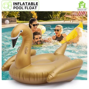 Giant Inflatable Gold Swan Shape Ride-On Float Party PVC Rafts Swimming Pool Toy - Picture 1 of 8