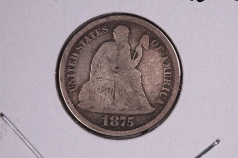 1875-CC Seated Liberty Dime, Affordable Date, Circulated Coin. Store Sale #0475 Cover
