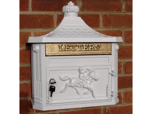 LARGE VINTAGE OUTDOOR LOCKABLE LETTER POST BOX MAILBOX WALL MOUNTED SECURE MAIL - Picture 1 of 8