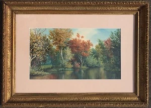 William Pared Paisaje Acuarela Firmado Original NY Arte Americano Siglo XIX Listado - Imagen 1 de 12