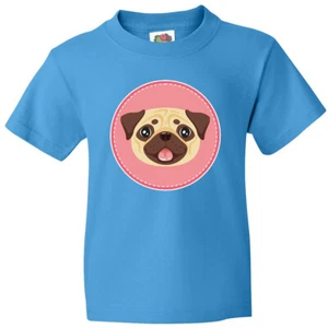 Inktastic Cute Pug Dog Youth T-Shirt Pets Apparel Lover Tee Kids Children Child - Picture 1 of 11
