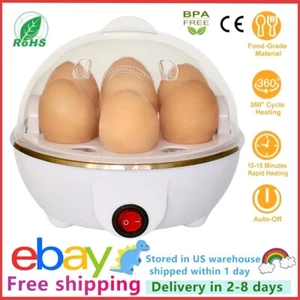 Small Electric Egg Cooker Boiler 7 Eggs Electric Steamer Auto-Off Hard Boiled - Picture 1 of 6