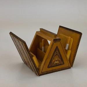 Vintage Bulgarisch Holz Schreibtisch Zigarettenspender Box Halter Handarbeit #5975 - Bild 1 von 16