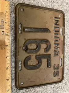 Vintage Indiana 1935 Auto Old License Plate Tag 165 Shorty Original Paint - Picture 1 of 2