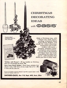 Oasis Holiday Decorating Ideas Flower Crafting Kent OH Vintage Print Ad 1963 - Picture 1 of 4